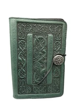 Oberon Design  6”x9”? Leather Refillable Celtic Style Journal Green Insert