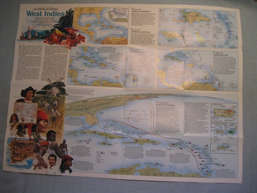 WEST INDIES + THE MAKING OF AMERICA MAP National Geographic November 1987 - Picture 2 of 2