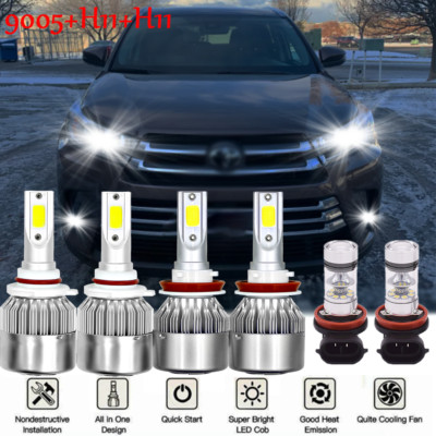 For Toyota Highlander 2014-2019 Combo LED Headlight High/Low Kit+Fog Light 6000K