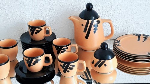90er Portugal "ENO" Kaffeegeschirr Set 19tlg. handbemalt 90er - Bild 5 von 5