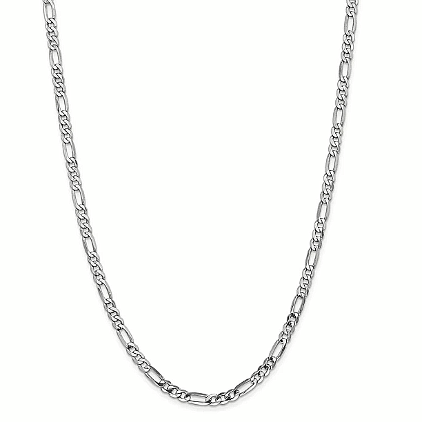14k White Gold Plate Figaro Chain Necklace 22