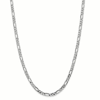 14K Weißgold Platte Figarokette Halskette 22'' Unisex Geschenk | Alltag Schmuck