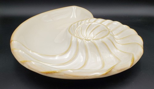 16" Tan Nautilus Sonoma Figural Seaside Shell Chips & Dip Serving Plate Platter - Picture 4 of 10