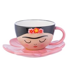 Sass & Belle Frida Kahlo Tea Coffee Cup Mug Flower Saucer Set Home Kitchen Gifts