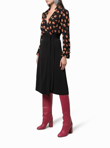 BNWT DVF Diane von Furstenberg Angelina Collared Wrap MIDI Dress S Uk 8 Us 4 - Picture 4 of 13