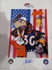 Denver Broncos Terrell Davis Hand Signed Lithograph COA Bugs Bunny Daffy Taz