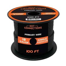 18 Gauge Car Audio Primary Wire 100ft  Black   Remote, Power/Ground Electrical