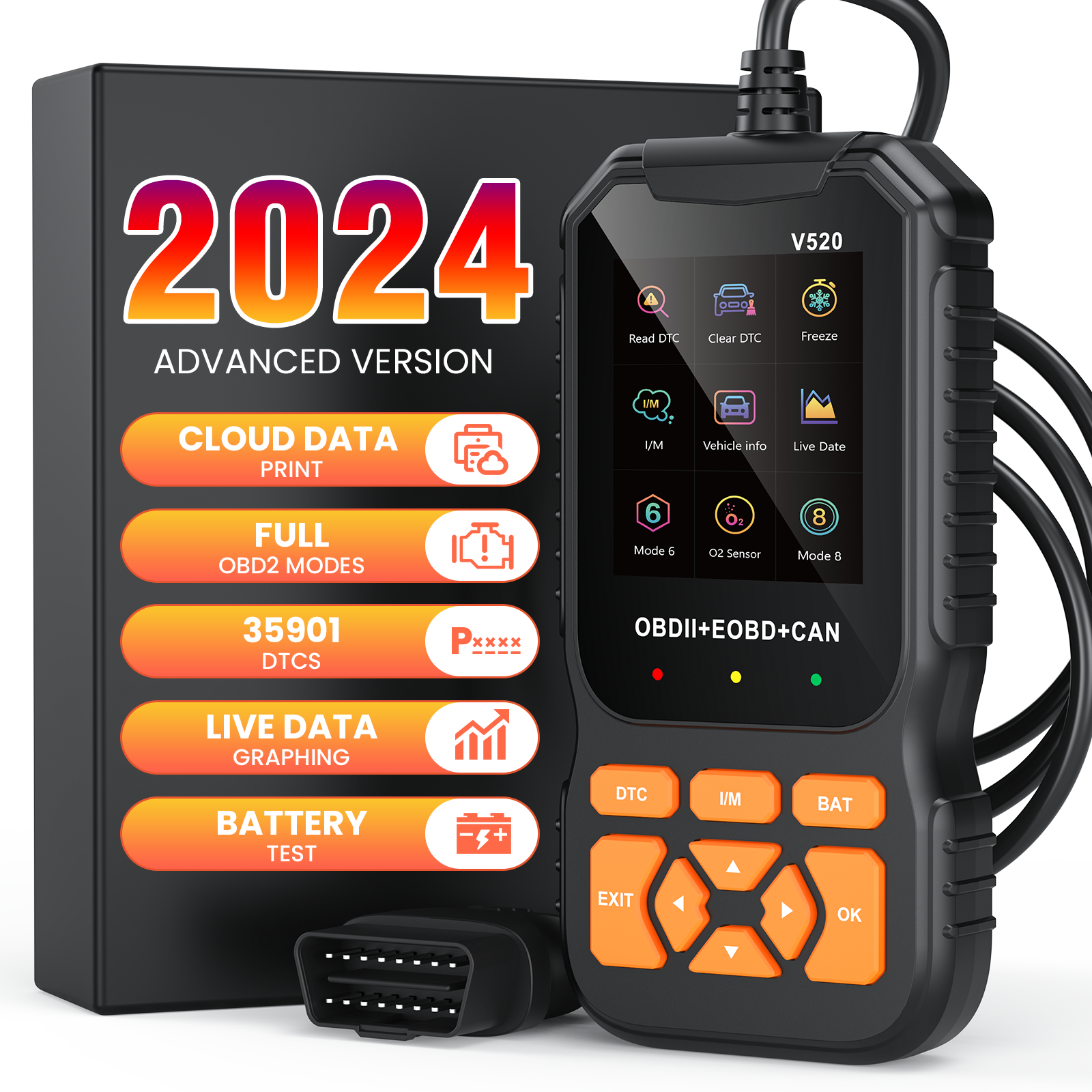 HOMPOW OBD II Scanner Professional Auto Tool for All Vehicles Live Data-image