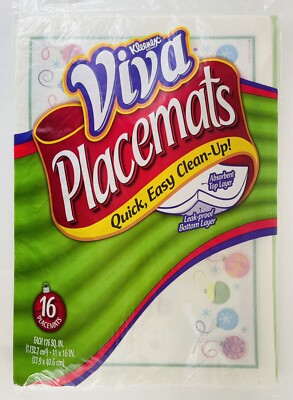 Kleenex Viva Placemats, 16 Count Disposable Vintage 2004, New & Sealed