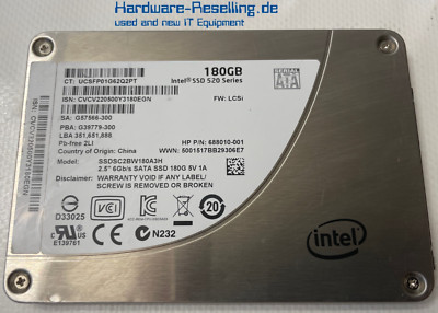 Intel HP 688010-001 SSD 520 Series 180GB 2,5'' SATA 6G NAND MLC G57566-300
