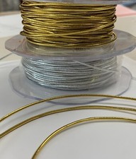 2mm Stretch Elastic Metallic Cord Made in France Gold or Silver - 4 yards