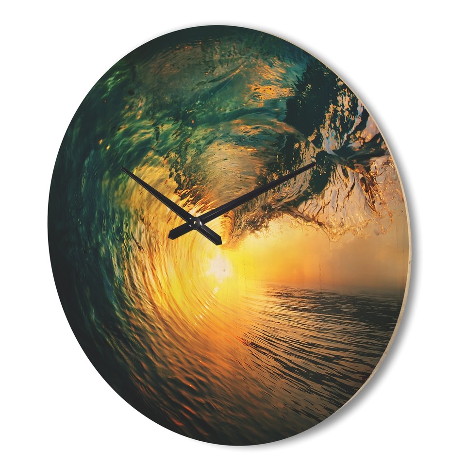 Designart 'Colored Ocean Waves Falling Down VI' Coastal Wood eBay