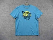 Life Is Good Shirt Mens Large Blue Fish Fishing Crusher Tee Outdoors Crew Hike