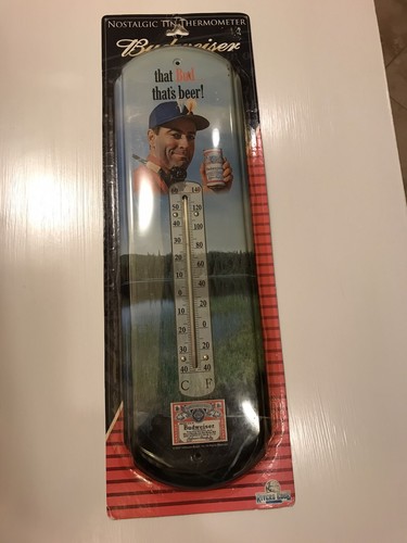 Budweiser Beer Thermometer Sign 2007 New Old Stock Fly Fishing Wild Life - Picture 2 of 8