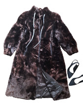 Franklin Simon Real Fur  Womens Long Coat Chocolate Brown Size-l(approx)