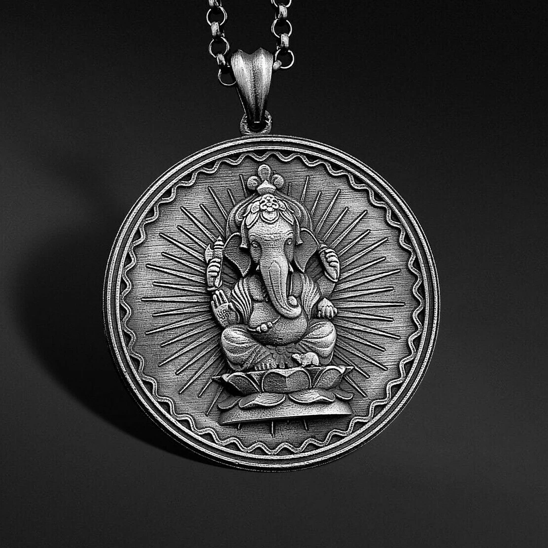 Men Ganesha Pendant Silver Necklace For Man Sterling Silver Lord