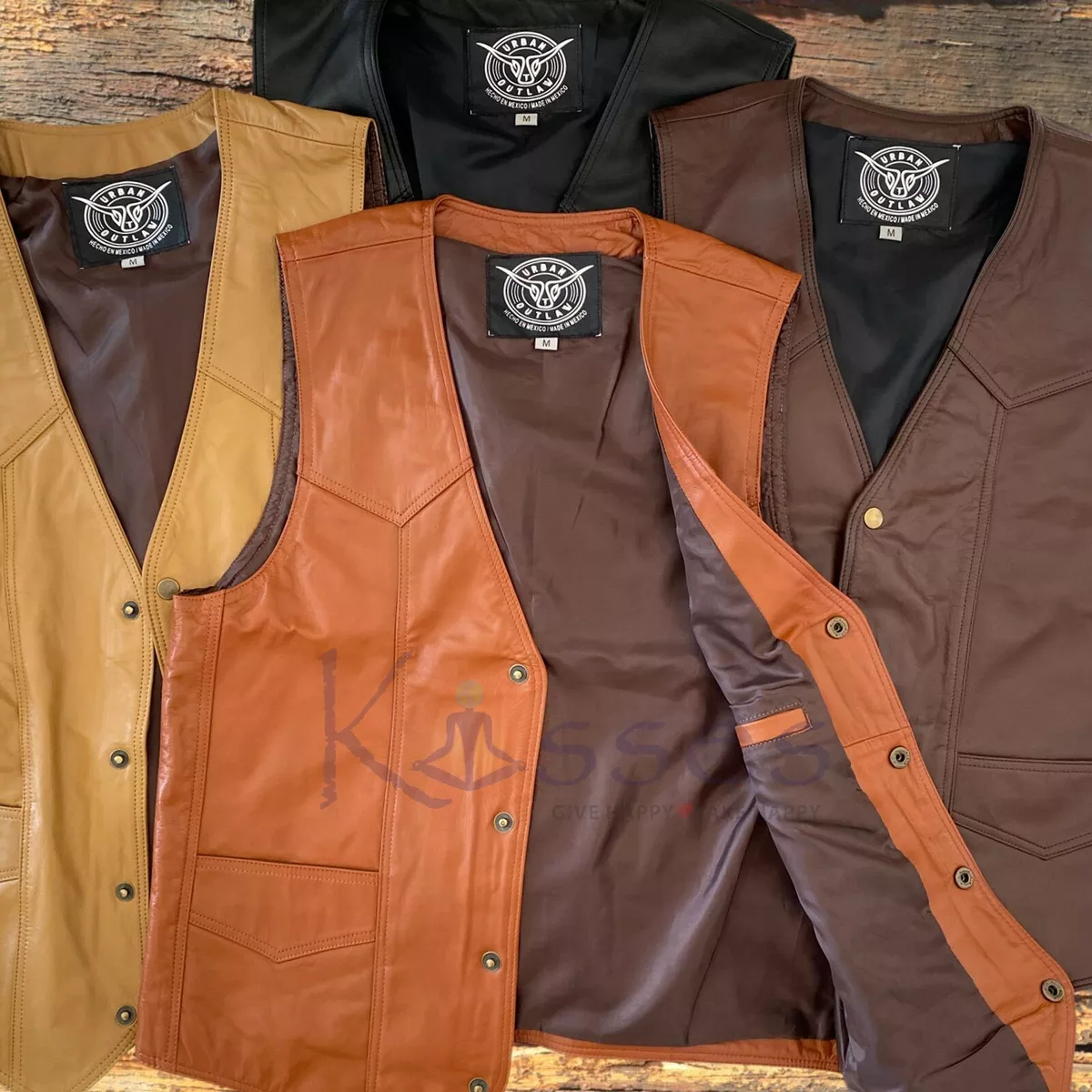 Mens western shop style leather vest
