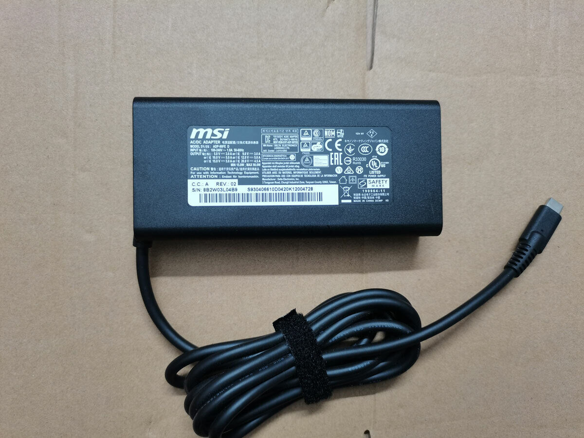 90W Original 20V 4.5A USB-C ADP-90FE D For MSI Summit E15 A11SCST-222CA  Adapter