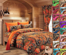 7 PC QUEEN ORANGE CAMO BEDDING SET COMFORTER SHEET BED CAMOUFLAGE MICROFIBER