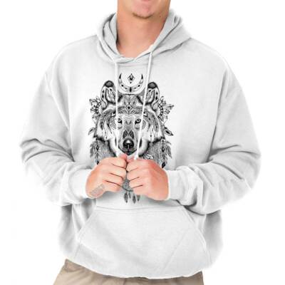 Spirit Animal Wolf Feathers Dreamcatcher Hoodie Hooded Sweatshirt Men Women