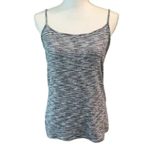 LOFT Outlet Shirt Spaghetti Strap Cami Soft Blue Black Space Dyed Size Large