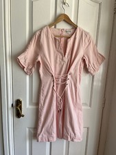 Whistles Mila Pink Lace Up Waist Dress Size 8