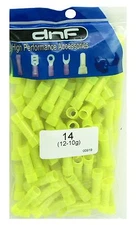 100 PACK 12-10 GAUGE YELLOW NYLON COPPER BUTT CONNECTOR - SHIPS FREE TODAY!