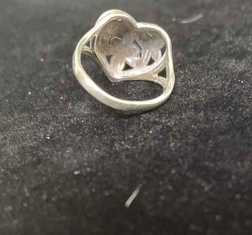 Ring Silver Filigree Heart Domed Sterling 925 Signed 5.75 C11 - Picture 7 of 12