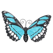 Grande 3D Azul Metal Mariposa Jardín/Hogar Pared Arte Ornamento 8X24X36cm