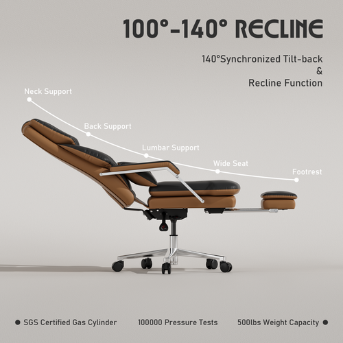 Big and Tall Office Chair 500lbs Reclining Office Chair with Footrest Desk Chair - Picture 9 of 21