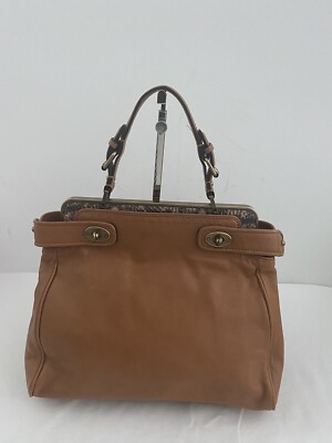 TABOLTS LIGHT BROWN LEATHER PYTHON PRINT DETAILS TOP HANDLE SATCHEL HANDBAG