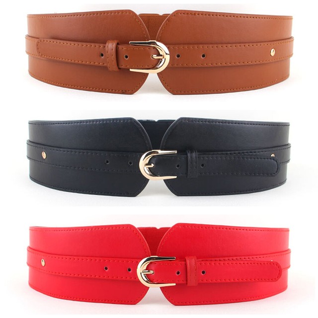 Ladies Waist Belts Women Faux Leather Waistband Super Wide Belt Dress
