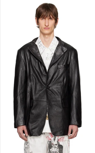 $2995 New R13 Belt Collar Leather Jacket Small Goth Glam Rock Owens Avantgarde video thumbnail