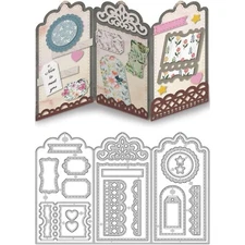 3D Folded Card Cutting Dies, Carbon Steel Die Cuts Stencils Stamp Frame Embos...