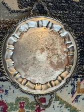 1875 Handled Sheets Rockford S Co Silverplated Serving Tray Ornate Scallop 14.5"