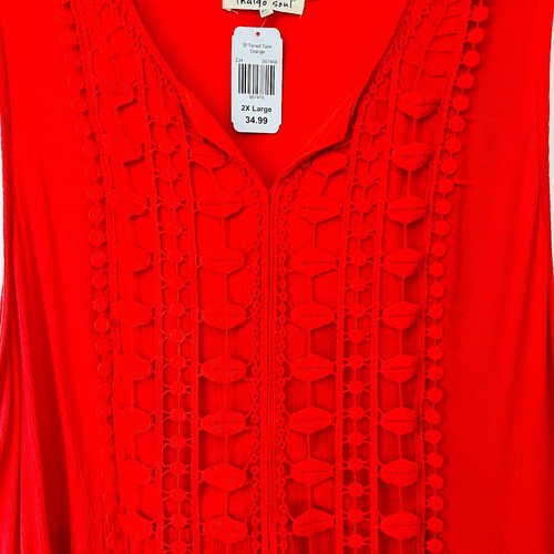 INDIGO SOUL Sleeveless Tunic Top NWT - Womens 2XL Orange Lacey Tiered Tank BOHO - 第 1/4 張圖片