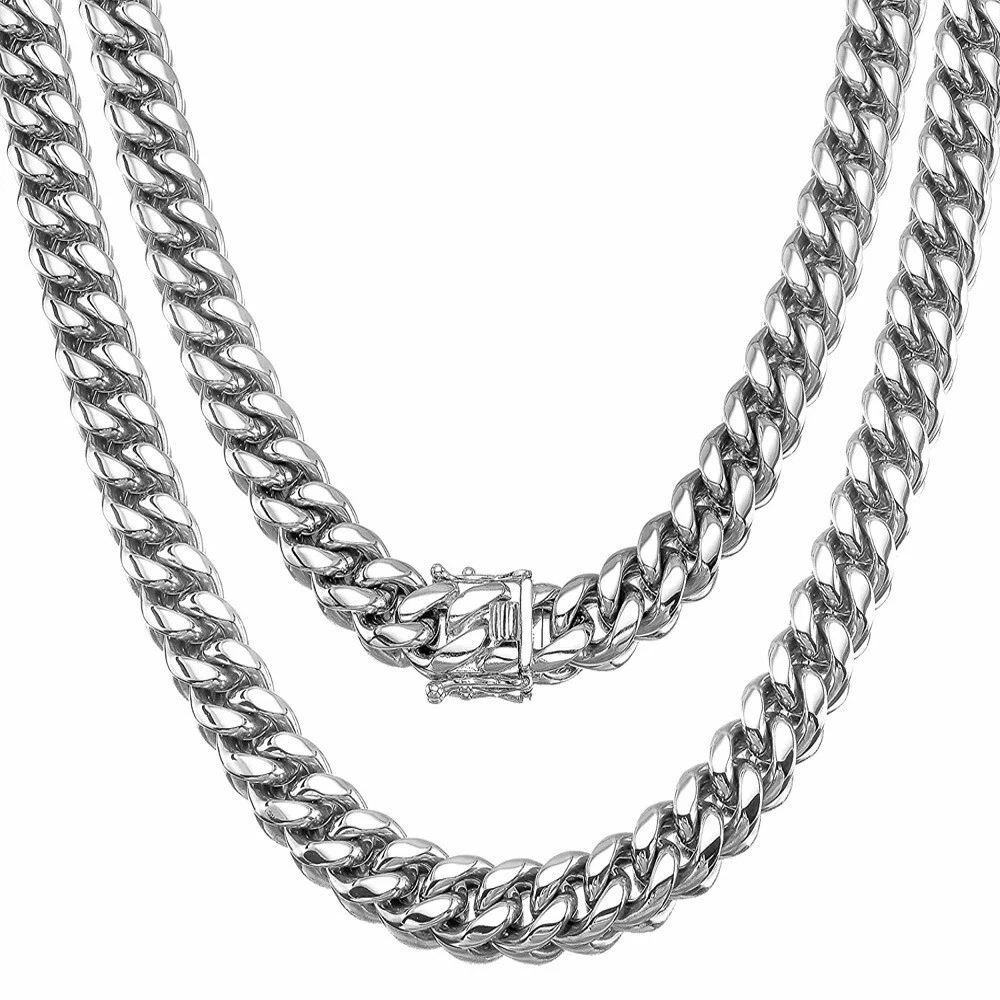 White gold plated cuban link chain deals