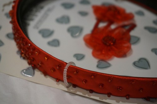 Anita Red Headband & 2 Snap Clips Sparkle Beads Girls Womens 3/4 inch Wide. - 第 5/8 張圖片