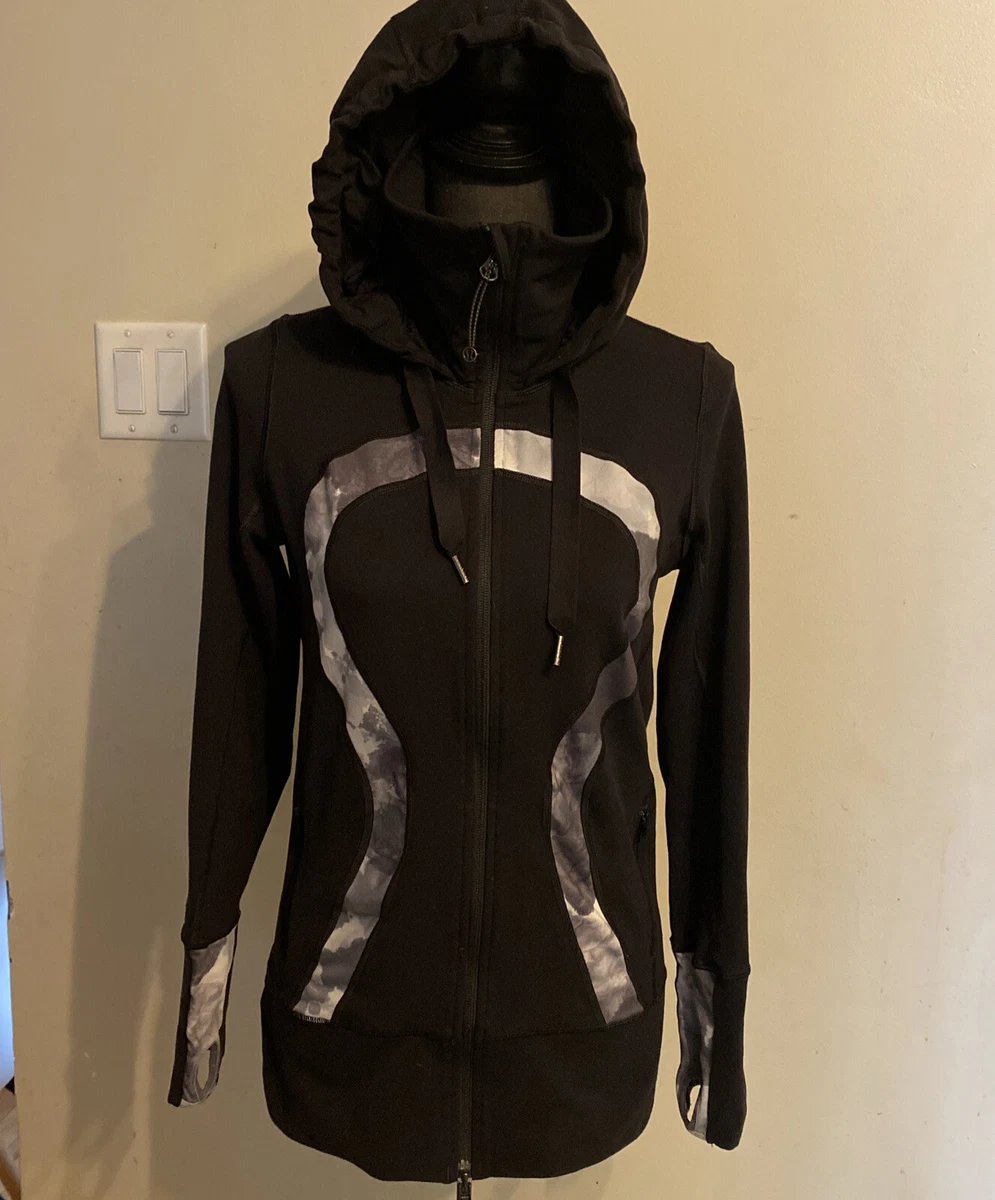 Lululemon Black Brushed Coal Stride Hoodie Jacket Size 8