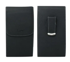 For Apple iPhone SE Black Leather Belt Clip Vertical Holster Pouch Case 