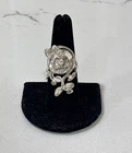 Vintage Rare Art Nouveau Large Sterling Silver 925 Rose Design Ring Sz. 7.25
