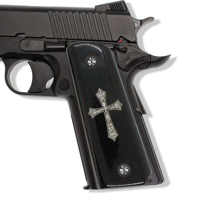 URAY 1911 Full Size Grips, Super Quality Acrylic Plexi and BLACK AND WHITE 