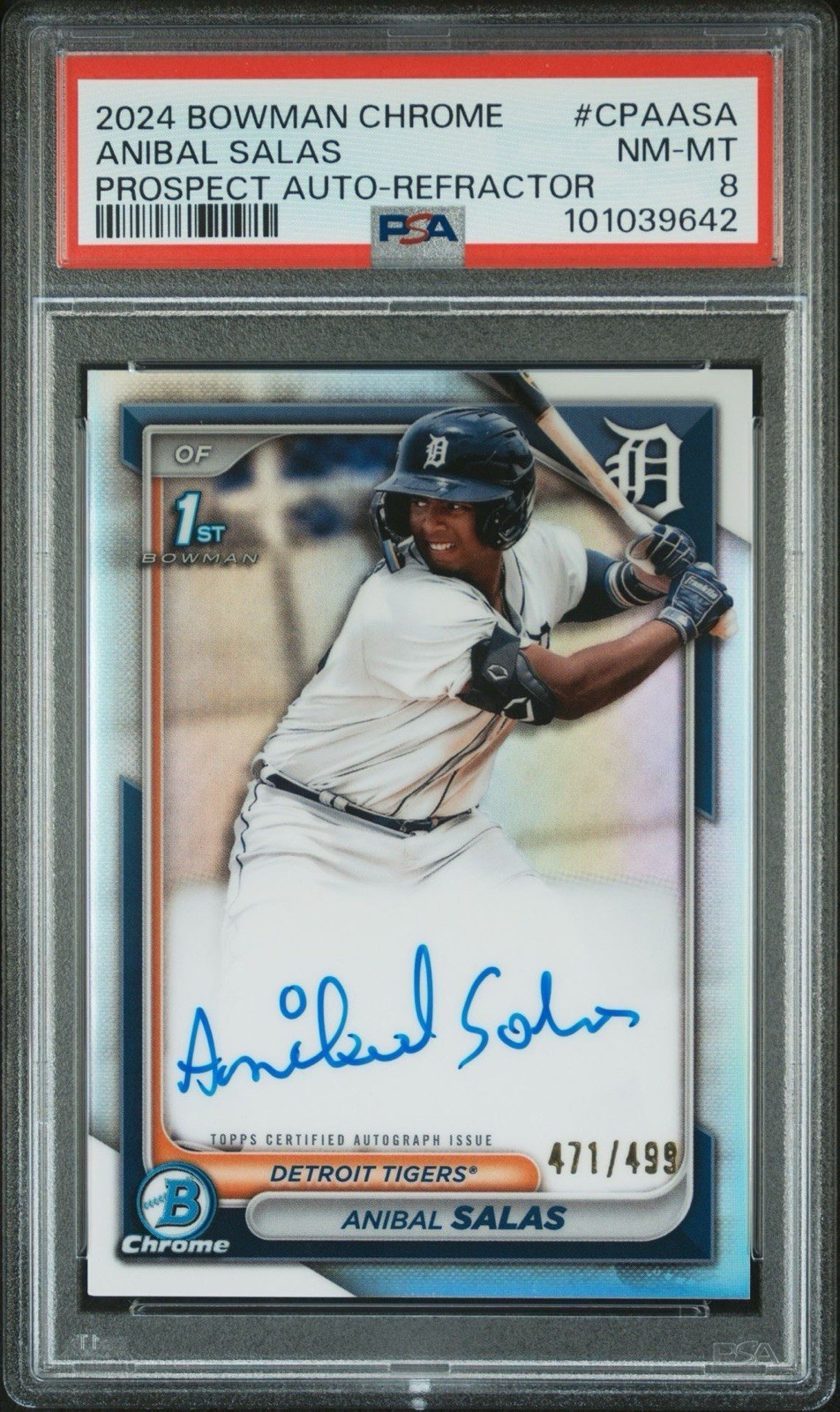 2024 Bowman Chrome Anibal Salas Refractor Auto /499 CPA-ASA 1ST Bowman Tigers