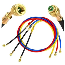 HVAC Refrigerant Hoses with Ball Valve Hoses,72"(6FT), Standard 1/4"×1/4" 