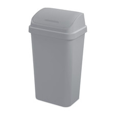 Kitchen Trash Can, 13 Gallon Plastic Garbage Bin with Swing Top Lid, Light Gray