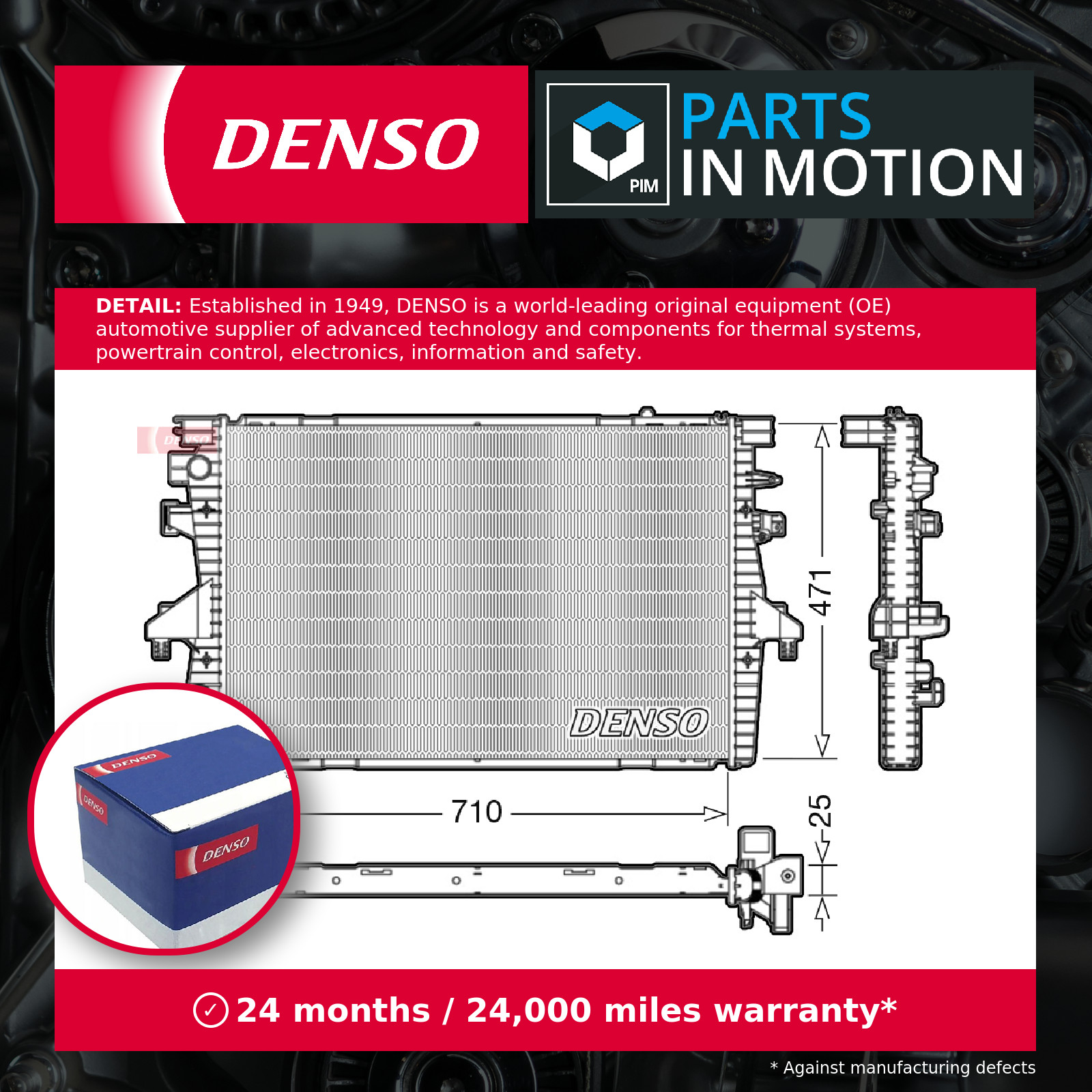 Radiator fits VW MULTIVAN Mk5 1.9D 03 to 09 Denso 7H0121253F 7H0121253K Quality