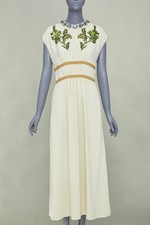 GUCCI 2019 beige crystal floral embroidered jersey empire waist gown S