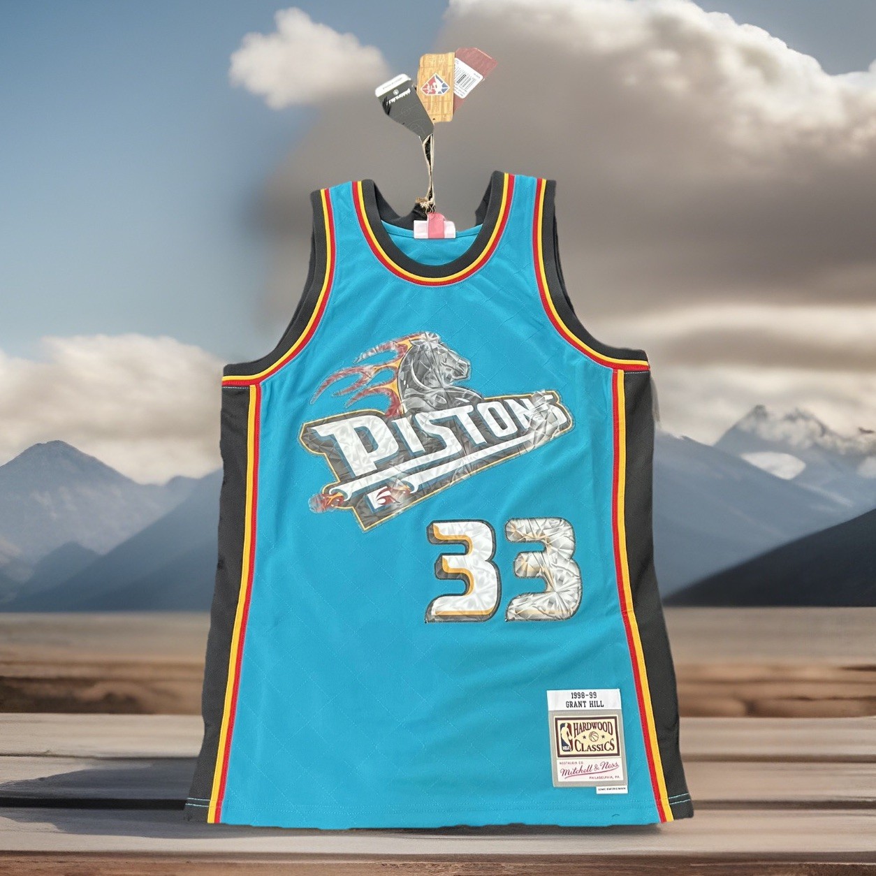 Grant Hill Pistons Mitchell & Ness 75th Anniversary Swingman Jersey Men Sz M NWT