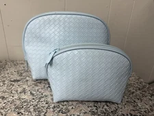 Glo Tech 2 Piece Cosmetic Bag Set Light Blue Color Nested Set NWOT