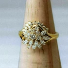2 Ct Round Cut Simulated Diamond Cluster Engagement Ring 14K Yellow Gold Plated